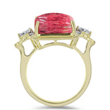 Inel din Argint 925 Placat cu Aur ( 5.21 grame ) cu Thulit și Topaz Alb 17.6 Carate