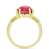 Inel din Argint 925 Placat cu Aur ( 2.99 grame ) cu Thulit și Topaz Alb 3.18 Carate