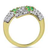 Inel din Argint 925 Placat cu Aur ( 5.92 grame ) cu Opal Verde Etiopian Lega Dembi și Topaz Alb 1.67 Carate