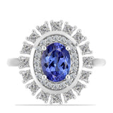 Inel din Argint 925 ( 3.35 grame ) cu Tanzanit AAA și Topaz Alb 2.16 Carate