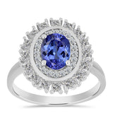 Inel din Argint 925 ( 3.35 grame ) cu Tanzanit AAA și Topaz Alb 2.16 Carate