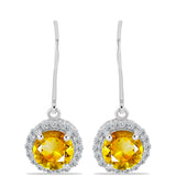 Cercei din Argint 925 ( 2.21 grame ) cu Citrin Ural și Topaz Alb 2.83 Carate