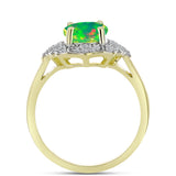 Inel din Argint 925 Placat cu Aur ( 3.85 grame ) cu Opal Verde Etiopian Lega Dembi și Topaz Alb 1.62 Carate