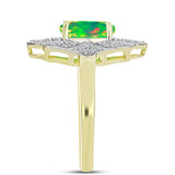 Inel din Argint 925 Placat cu Aur ( 3.85 grame ) cu Opal Verde Etiopian Lega Dembi și Topaz Alb 1.62 Carate