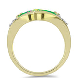 Inel din Argint 925 Placat cu Aur ( 5.74 grame ) cu Opal Verde Etiopian Lega Dembi și Topaz Alb 2.13 Carate