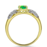 Inel din Argint 925 Placat cu Aur ( 3.99 grame ) cu Opal Verde Etiopian Lega Dembi și Topaz Alb 1.22 Carate