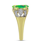 Inel din Argint 925 Placat cu Aur ( 3.99 grame ) cu Opal Verde Etiopian Lega Dembi și Topaz Alb 1.22 Carate
