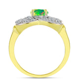 Inel din Argint 925 Placat cu Aur ( 4.69 grame ) cu Opal Verde Etiopian Lega Dembi și Topaz Alb 1.66 Carate