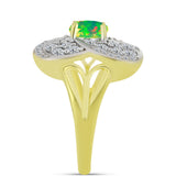 Inel din Argint 925 Placat cu Aur ( 4.69 grame ) cu Opal Verde Etiopian Lega Dembi și Topaz Alb 1.66 Carate