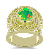 Inel din Argint 925 Placat cu Aur ( 9.36 grame ) cu Opal Verde Etiopian Lega Dembi 1.36 Carate