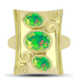 Inel din Argint 925 Placat cu Aur ( 5.5 grame ) cu Opal Verde Etiopian Lega Dembi 1.27 Carate