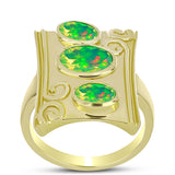 Inel din Argint 925 Placat cu Aur ( 5.5 grame ) cu Opal Verde Etiopian Lega Dembi 1.27 Carate