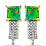 Cercei din Argint 925 Placat cu Aur ( 3.49 grame ) cu Opal Verde Etiopian Lega Dembi și Topaz Alb 1.59 Carate