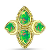 Inel din Argint 925 Placat cu Aur ( 4.84 grame ) cu Opal Verde Etiopian Lega Dembi 1.32 Carate