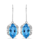 Cercei din Argint 925 ( 3.55 grame ) cu Topaz Swiss Blue și Topaz Alb 6.4 Carate