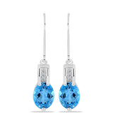 Cercei din Argint 925 ( 2.55 grame ) cu Topaz Swiss Blue și Topaz Alb 3.85 Carate