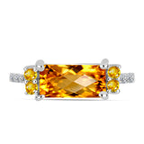 Inel din Argint 925 ( 2.45 grame ) cu Citrin Ural și Topaz Alb 1.49 Carate