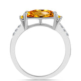 Inel din Argint 925 ( 2.45 grame ) cu Citrin Ural și Topaz Alb 1.49 Carate
