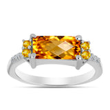 Inel din Argint 925 ( 2.45 grame ) cu Citrin Ural și Topaz Alb 1.49 Carate