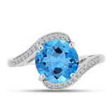 Inel din Argint 925 ( 3.22 grame ) cu Topaz Swiss Blue și Topaz Alb 4.92 Carate