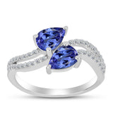 Inel din Argint 925 ( 2.59 grame ) cu Tanzanit AAA și Topaz Alb 1.4 Carate