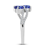 Inel din Argint 925 ( 2.59 grame ) cu Tanzanit AAA și Topaz Alb 1.4 Carate