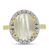 Inel din Argint 925 Placat cu Aur ( 3.59 grame ) cu Sidef și Topaz Alb 3.33 Carate