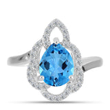 Inel din Argint 925 ( 2.95 grame ) cu Topaz Swiss Blue și Topaz Alb 2.32 Carate