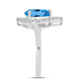 Inel din Argint 925 ( 2.95 grame ) cu Topaz Swiss Blue și Topaz Alb 2.32 Carate