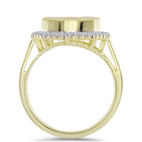 Inel din Argint 925 Placat cu Aur ( 4.85 grame ) cu Sidef și Topaz Alb 5.35 Carate