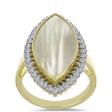 Inel din Argint 925 Placat cu Aur ( 4.85 grame ) cu Sidef și Topaz Alb 5.35 Carate