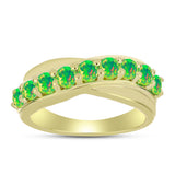 Inel din Argint 925 Placat cu Aur ( 3.08 grame ) cu Opal Verde Etiopian Lega Dembi 0.6 Carate