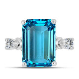 Inel din Argint 925 ( 2.24 grame ) cu Topaz Swiss Blue și Topaz Alb 8.04 Carate