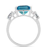 Inel din Argint 925 ( 2.24 grame ) cu Topaz Swiss Blue și Topaz Alb 8.04 Carate