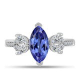 Inel din Argint 925 ( 2.8 grame ) cu Tanzanit AAA și Topaz Alb 2.4 Carate