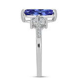 Inel din Argint 925 ( 2.8 grame ) cu Tanzanit AAA și Topaz Alb 2.4 Carate