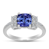 Inel din Argint 925 ( 2.5 grame ) cu Tanzanit AAA și Topaz Alb 1.7 Carate