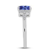 Inel din Argint 925 ( 2.5 grame ) cu Tanzanit AAA și Topaz Alb 1.7 Carate