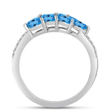 Inel din Argint 925 ( 2.92 grame ) cu Topaz Swiss Blue și Topaz Alb 2.3 Carate