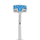 Inel din Argint 925 ( 2.92 grame ) cu Topaz Swiss Blue și Topaz Alb 2.3 Carate