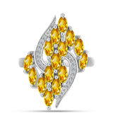 Inel din Argint 925 ( 3.98 grame ) cu Citrin Ural și Topaz Alb 1.66 Carate