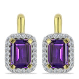 Cercei din Argint 925 Placat cu Aur ( 3.55 grame ) cu Ametist Marocan și Topaz Alb 2.18 Carate
