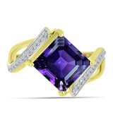 Inel din Argint 925 Placat cu Aur ( 3.85 grame ) cu Ametist Marocan și Topaz Alb 3.73 Carate