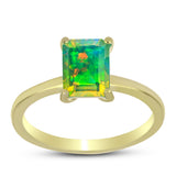 Inel din Argint 925 Placat cu Aur ( 2.02 grame ) cu Opal Verde Etiopian Lega Dembi 0.88 Carate