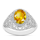 Inel din Argint 925 ( 3.12 grame ) cu Citrin Ural și Topaz Alb 1.89 Carate
