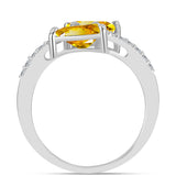 Inel din Argint 925 ( 2.46 grame ) cu Citrin Ural și Topaz Alb 2.23 Carate
