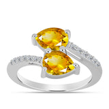 Inel din Argint 925 ( 2.46 grame ) cu Citrin Ural și Topaz Alb 2.23 Carate