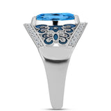 Inel din Argint 925 ( 5.04 grame ) cu Topaz Swiss Blue și Topaz Alb 1.45 Carate