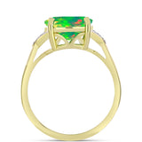 Inel din Argint 925 Placat cu Aur ( 3.08 grame ) cu Opal Verde Etiopian Lega Dembi și Topaz Alb 2.59 Carate