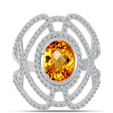 Inel din Argint 925 ( 4.18 grame ) cu Citrin Ural și Topaz Alb 3.53 Carate